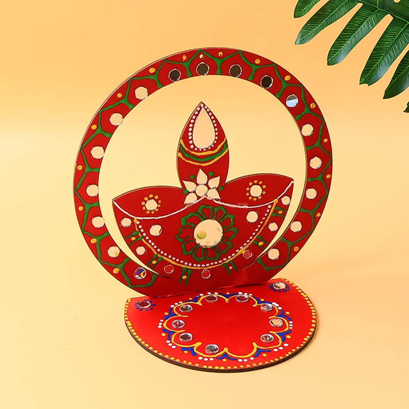 Wooden Decorative Diya Stand – Handcrafted Festive Tea Light Holder - Image 3