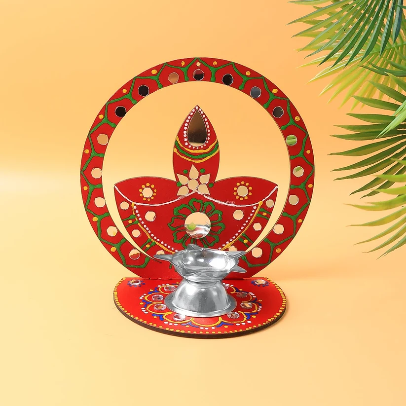 Wooden Decorative Diya Stand – Handcrafted Festive Tea Light Holder - Image 4