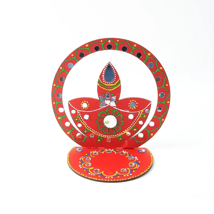 Wooden Decorative Diya Stand – Handcrafted Festive Tea Light Holder - Image 2