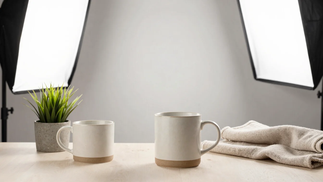 Commercial product photography of tidy home goods such as a ceram