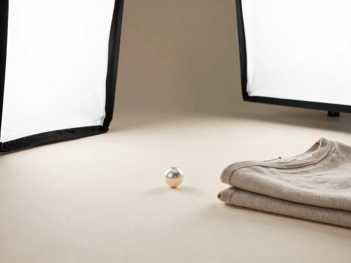 Commercial product photography of a jewelry piece and a folded ga